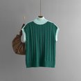 thumbnail image 4 of Fartey Womens Turtleneck Sweater Vest Trendy Cable Knit Colorblock Side Slit Sweaters Loose Comfy Sleeveless Pullover Tops Cute Fall Sweaters, 4 of 4