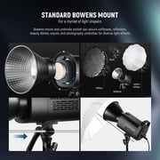 Neewer CB100C 130w RGB LED Video Light, APP/2.4G Control 360° Full Color 2700K-6500K 27000lux/m COB Bowens Mount Silent Continuous Output Lighting TLCI/CRI97+ 17 Scenes for Video Recording