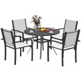thumbnail image 1 of Outsunny Ensemble de Salle à Manger d'Extérieur 5 Pcs avec Table Ronde et 4 Chaises Empilables, 1 of 10