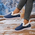 thumbnail image 5 of Blue Womens Casual Flat Shoes Winter Warm Lined Thick Sole Comfortable Non-Slip Indoor Outdoor Fleece Booties, 5 of 9