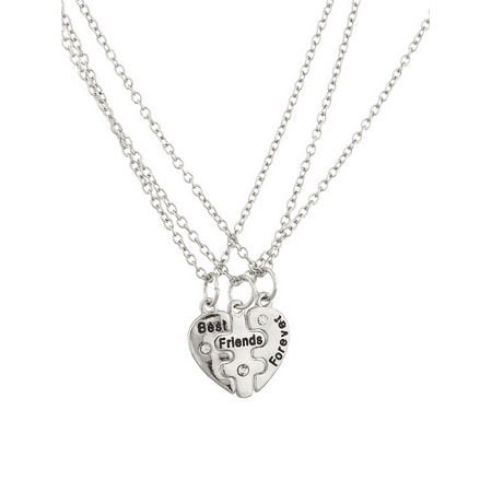 Lux Accessories Silvertone Best Friends Forever BFF Puzzle Necklace Set