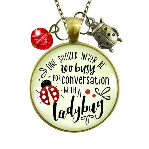 Ladybug Necklace Never Too Busy Gutsy Goodness Female Adult Bronze Metal Jewelry