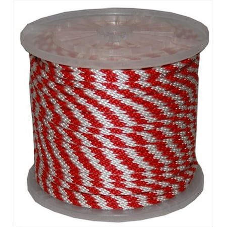 

375 in. x 300 ft. Solid Braid Propylene Multifilament Derby Rope in Red and White