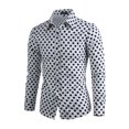 thumbnail image 2 of INSPIRE CHIC Men's Shirt Polka Dots Pattern Point Collar Long Sleeve Button Down Shirt 38 White, 2 of 7