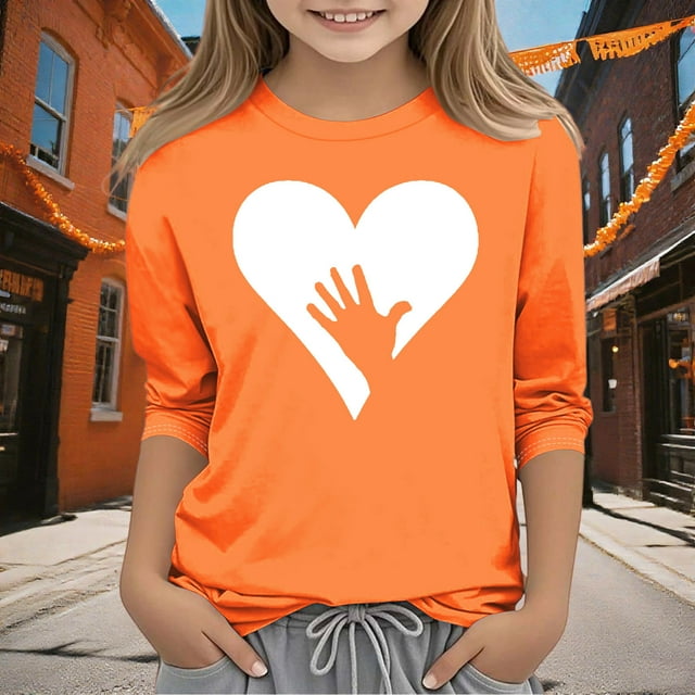 YUNAFFT Chemise de Festival Garçons & Filles Décontractée Orange Manches Courtes Imprimée Style Ludique Vacances