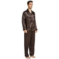 thumbnail image 2 of Tony & Candice Men's Classic Satin Pajama Set Adult Sleepwear (XX-Large, Chestnut), 2 of 4