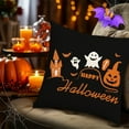 thumbnail image 2 of Bystar Halloween Pillow Covers Decor 2 pcs 18x18 Inches Fall Pillow Covers Orange and Black Pillow Case Happy Halloween Linen Sofa Bed Throw Cushion, 2 of 5
