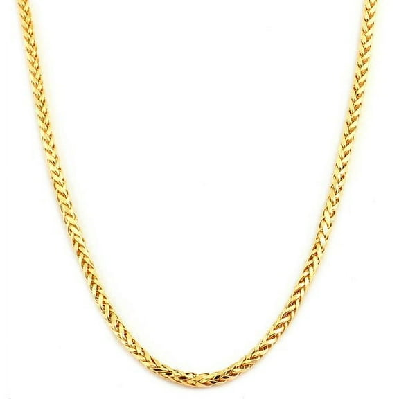 LOVEBLING 14K Yellow Gold 2.5mm Palm Chain Necklace with Lobster Lock (24")