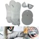 thumbnail image 4 of 3 pares de guantes de silicona resistentes al calor para horno, cocina, hornear, barbacoa, parrilla, guantes largos, agarradera, almohadilla para olla Gris Sunnimix guantes de horno para hornear, 4 of 8