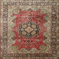 thumbnail image 1 of Ahgly Company Machine Washable Indoor Square Traditional Brown Red Area Rugs, 4' Square, 1 of 7