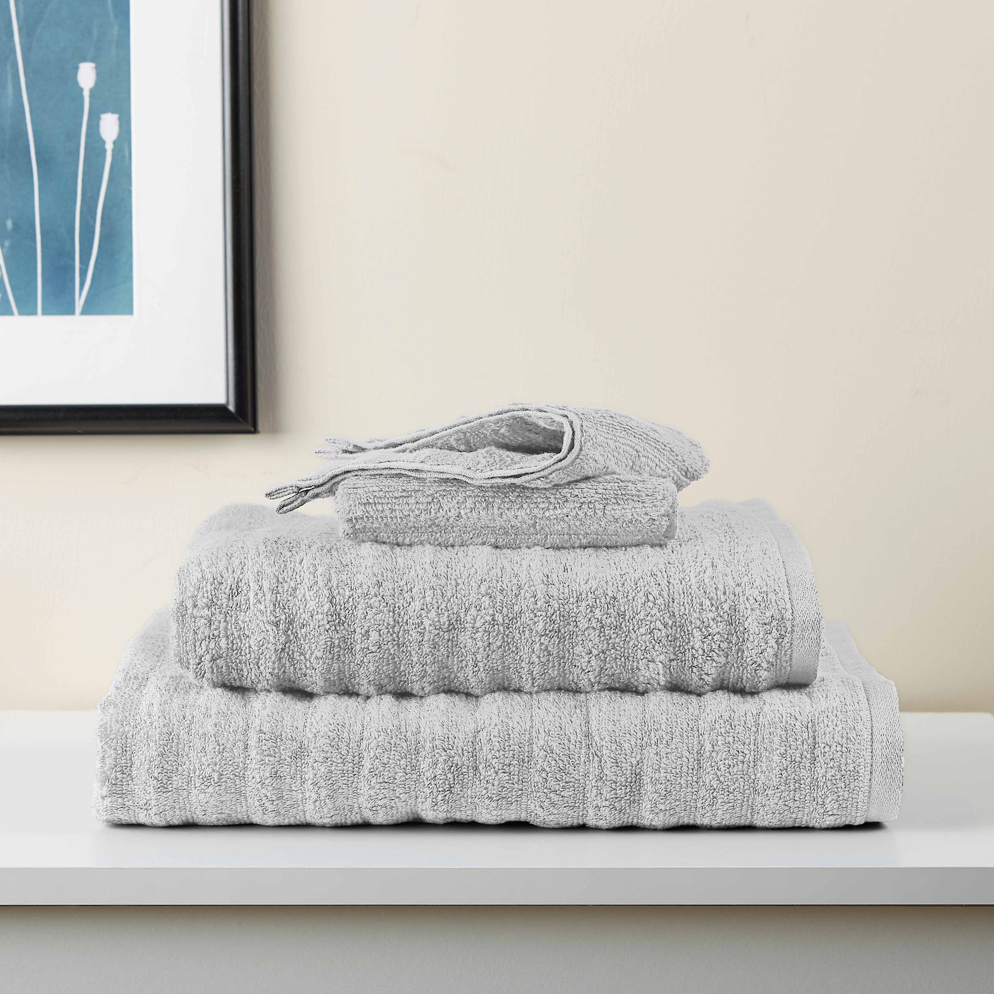 Mainstays Performance Textured 6Piece Bath Towel Set Soft Silver