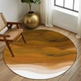 thumbnail image 2 of Round Rugs 7 Ft, Burnt Orange Ombre Non Slip Area Rugs for Kitchen Bedroom Entryway, Modern Ocean Waves Abstract Moire Art Washable Carpet Runner Rug Floor Mats for Bedroom Home Decor, 2 of 9