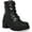 Black, variant on MADDEN GIRL Womens Brown Lug Sole Bubbles Round Toe Block Heel Lace-Up Duck Boots 5.5 M