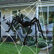 CASAFUN Halloween Giant Spider Realistic Hairy Spider with Ghost Skull face Fake Large Plush Spider for Outdoor Indoor Yard Garden Lawn House Wall Halloween Party Decor