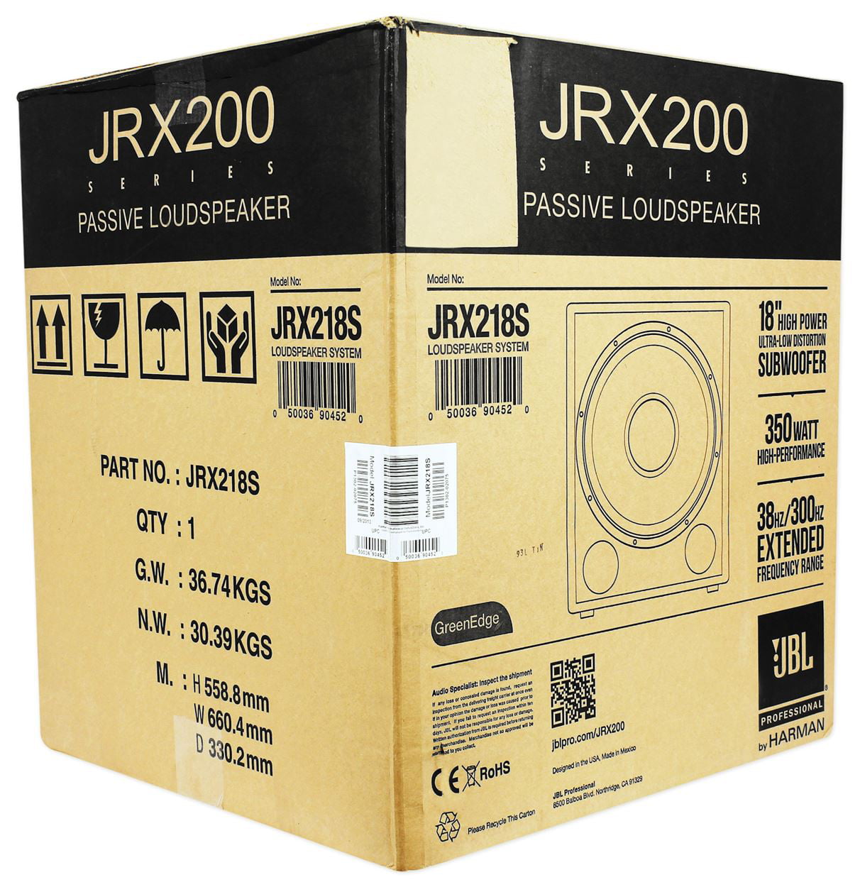 JBL JRX218S 1400 Watt 18" Subwoofer For Church Sound -