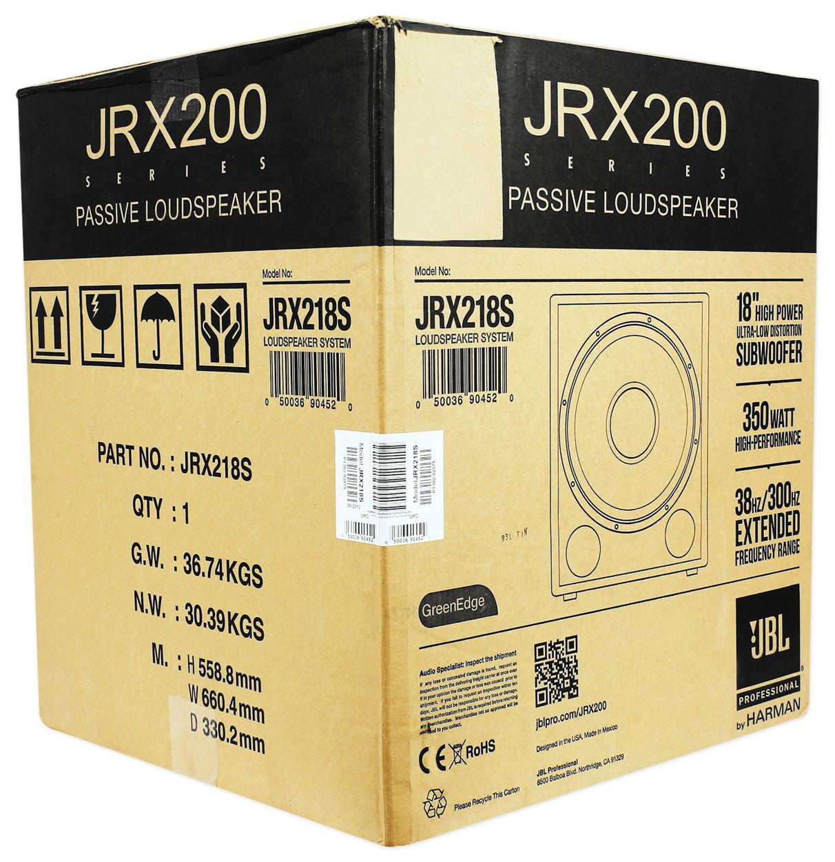 jbl jrx218s 18 passive subwoofer