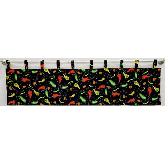 Hot Peppers Tab Top Valances (Unlined) (12 Inch One Valance Panel)
