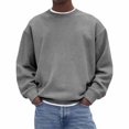 thumbnail image 2 of Goodtrade8 Corduroy Shirts for Men Solid Color Sweatshirt Crew Neck Long Sleeve Casual Fashion Tops for Mens Outing, 2 of 7