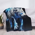 thumbnail image 3 of Fotbe Futuristic Blue Light White Tiger Manta de Franela con Estampado, Manta Ultrasuave para Cama, Sofá, Auto, Hipoalergénica y Antibolitas-40"x30", 3 of 6