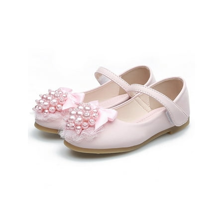 

Daeful Girl s Mary Jane Sandals Ankle Strap Dress Shoes Comfort Flats Casual Non-slip Leather Shoe Dance Pink 9C