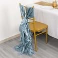 thumbnail image 2 of Efavormart 5 Pack Dusty Blue Curly Willow Chiffon Satin Chair Sashes, 2 of 10