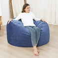 thumbnail image 6 of EastVita 4FT Giant Bean Bag Chair,Memory Foam Sofa,Lazy Person’s Chair with Plush Velvet Cover – Blue, 6 of 8