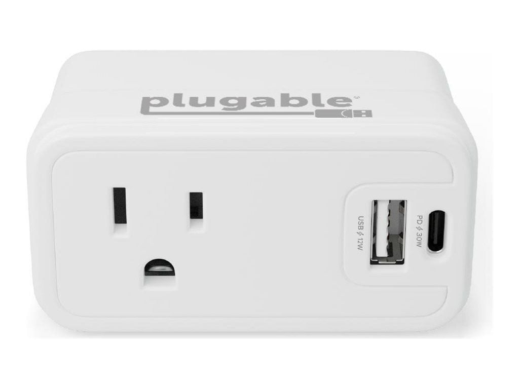Plugable Wall Outlet Extender with 1x USB-C and 1x USB, 32W USB C Charger Block