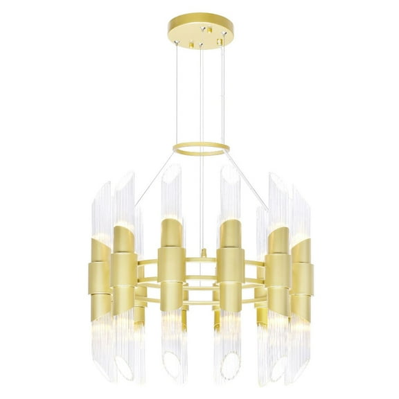 CWI Lighting Croissant 24 Light Contemporary Metal Chandelier in Satin Gold