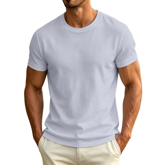 Yuanlook Men's Crew Neck Short Sleeve Solid T-Shirt, Slim Muscle Fit Daily Basic Casual Top XXS-XXL