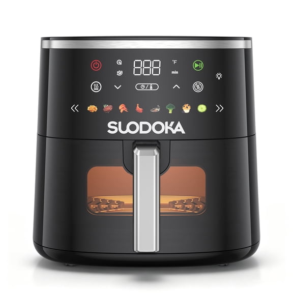 Suodoka 8-in-1 Air Fryer 7QT, 400°F Max, Viewing Window, Preheat & Keep Warm, Shake Reminder, Nonstick Basket
