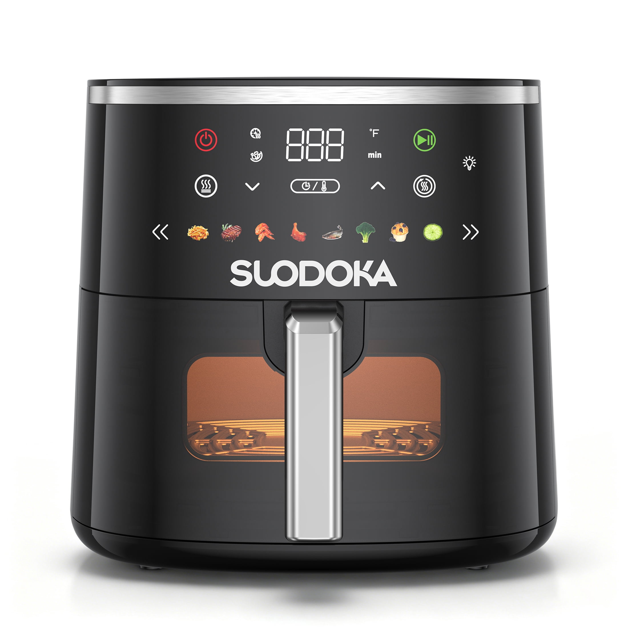 Suodoka 8-in-1 Air Fryer 7QT, 400°F Max, Viewing Window, Preheat & Keep Warm, Shake Reminder, Nonstick Basket