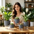 thumbnail image 4 of Self Watering Pots for Indoor Plants, 6 Inch Self Watering Planter for Orchid African Violet, Small Clear Flower Pots with Drainage Holes for Home Office, 4 of 5