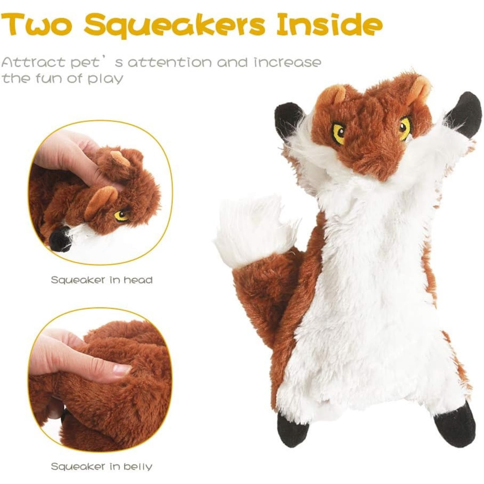 Dog Squeak Toys No Stuffing, Durable Plush Chew Toys for Small Medium Large Breed Puppy, Interactive Squeaky Teething Fetch Toys as Gift