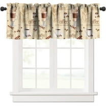 Warm Coffee Valances Curtains for Windows, Vintage Style Windows Curtain Valance for Kitchen Bedroom Bathroom Decor with Rod Pocket, One Panel 54X18 Inches