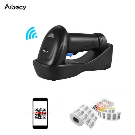 Aibecy WM3L 433MHz Wireless 1D 2D Auto Image Barcode Scanner Handheld QR code PDF417 Bar Code Reader 200m/656ft Range 1300t/s Fast Speed with Cradle for Mobile Payment Supermarket Store