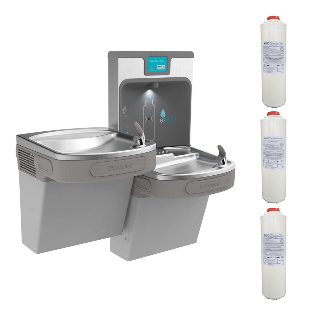 Elkay EZH20 Bottle Filling Station & Fountain + Replacement Filter (3