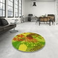thumbnail image 4 of Ahgly Company Machine Washable Indoor Round Transitional Chameleon Green Area Rugs, 5' Round, 4 of 7