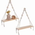 thumbnail image 2 of Estante Colgante de Pared, Estantes Boho con Madera, Macramé Hecho una Mano 2 Piezas para Colgar Plantas y DecoracióN, 2 of 5