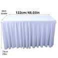 thumbnail image 2 of Table Skirt for 4ft Rectangle Tables - One-Piece Elastic Spandex Table Cover with Ruffles for Banquets, Weddings, Parties & Events - Resistant Tablecloth Skirt, 2 of 6
