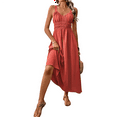 thumbnail image 3 of Women'S Smocked Maxi Dresses 2025 Summer Beach Sundress Casual Spaghetti Strap Swing A Line Long Flowy Dress Mahogany S, 3 of 7