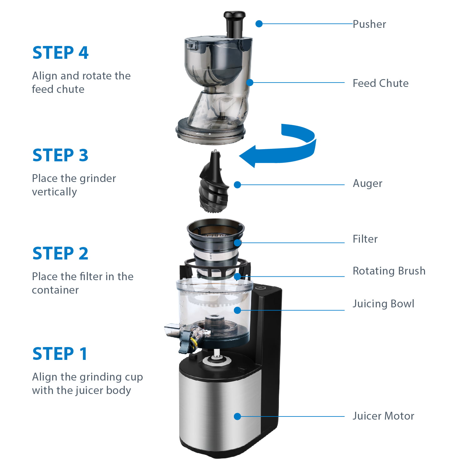 Slow Masting Juicer Machine, Home Juice Extractor for Juicing