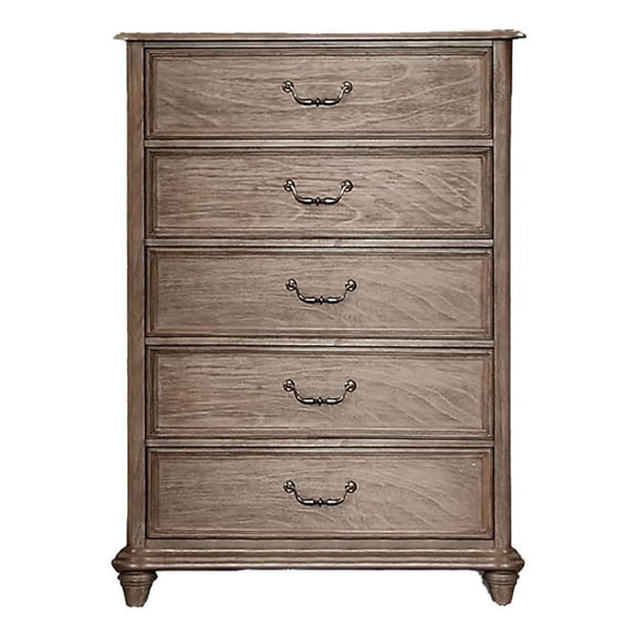 Bowery Hill 5 Drawers Farmhouse Solid Wood Chest in Rustic Natural