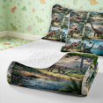 thumbnail image 4 of Manfei Woodland Dinosaur Wildlife Quilt King,Retro Jungle King Coverlet Set,Green Gray,3-Piece,1 Bedspread and 2 Pillowcases, 4 of 7