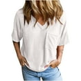 thumbnail image 1 of Timegard Tops for Women Ribbed V Neck Drop Shoulder Comfy Loose Tee Shirts Casual Short Sleeve Tops, 1 of 9