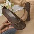 thumbnail image 2 of Coffee Women'S Flat Shoes Soft Soled Round Toe Closed Toe Ankle Wrapping Pumps Bow Tie Detail Casual Comfortable For Everyday Wear Slip On Style Size 40, 2 of 7