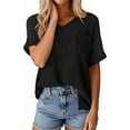 thumbnail image 3 of PRETTYGARDEN Women's Spring Short Sleeve Sweaters Lightweight V Neck Casual Going Out Summer Tops Beach Vacation Clothes, 3 of 10