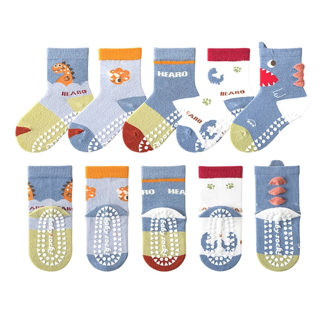 Splozh Chaussettes pour Tout-Petits Multipack Fille 12 Pcs Chaussettes pour Enfants Confortables Douces Mode Mignon Dessin Animé Chaussettes de Sol pour Enfants Rouge, 1-3 Ans