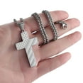 thumbnail image 4 of APSVO Silver Cross Necklaces for Men American Flag Pendant Chain Catholic Christian Religious First Communion Graduation 4th of July Father's Day Jewelry Gifts Ideas Dad Husband Son Age, 4 of 7