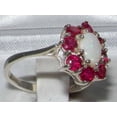 thumbnail image 4 of LBG British Made 18k White Gold Natural Opal & Ruby Womens Statement Ring - 33 size options - Size 4, 4 of 6