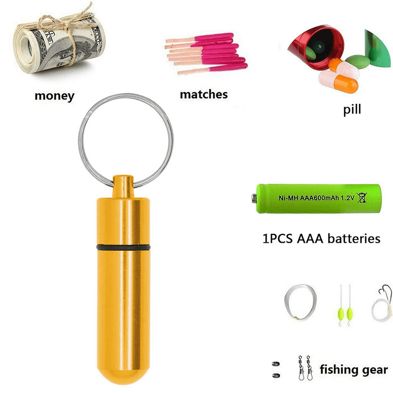 Keychain Pill Holder, Aluminum Waterproof Portable Small Travel